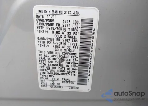 2012 Nissan Rogue S z USA, uszkodzony, nr VIN JN8AS5MV3CW374416